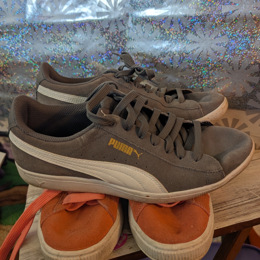 Puma Gray and White Sneakers